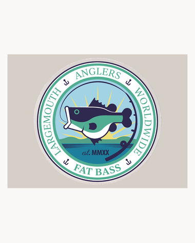 FAT BASS "LARGEMOUTH ANGLERS WORLDWIDE" Sticker - Navy - Fat Bass